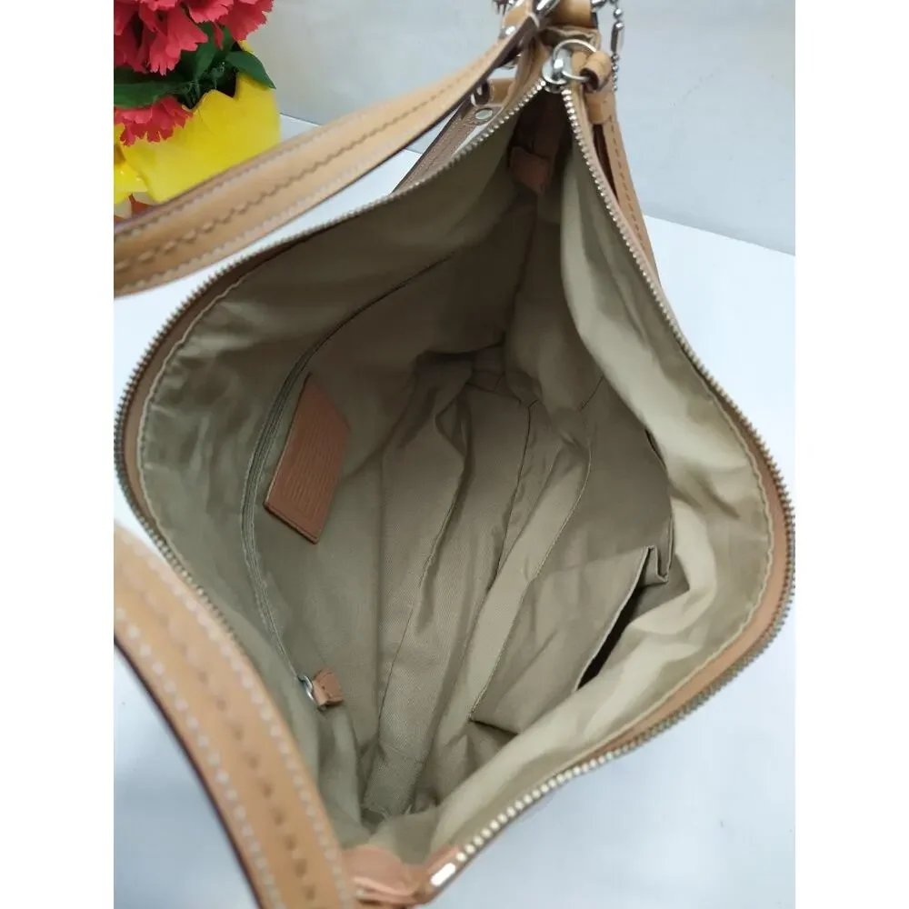 Coach Ashley White Leather Zipper Closure Hobo Crossbody Bag